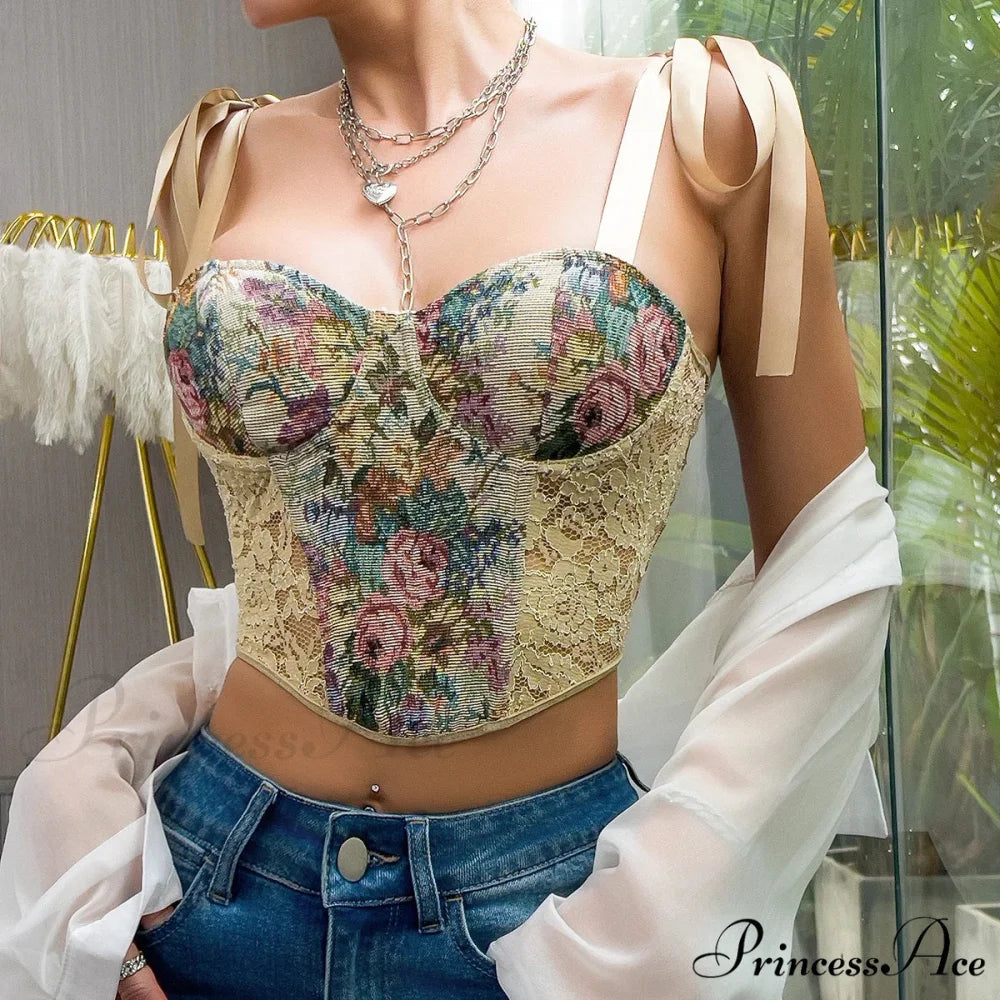 Vintage Lace Embroidered Open-Backed Strappy Crop Top croptop-250126