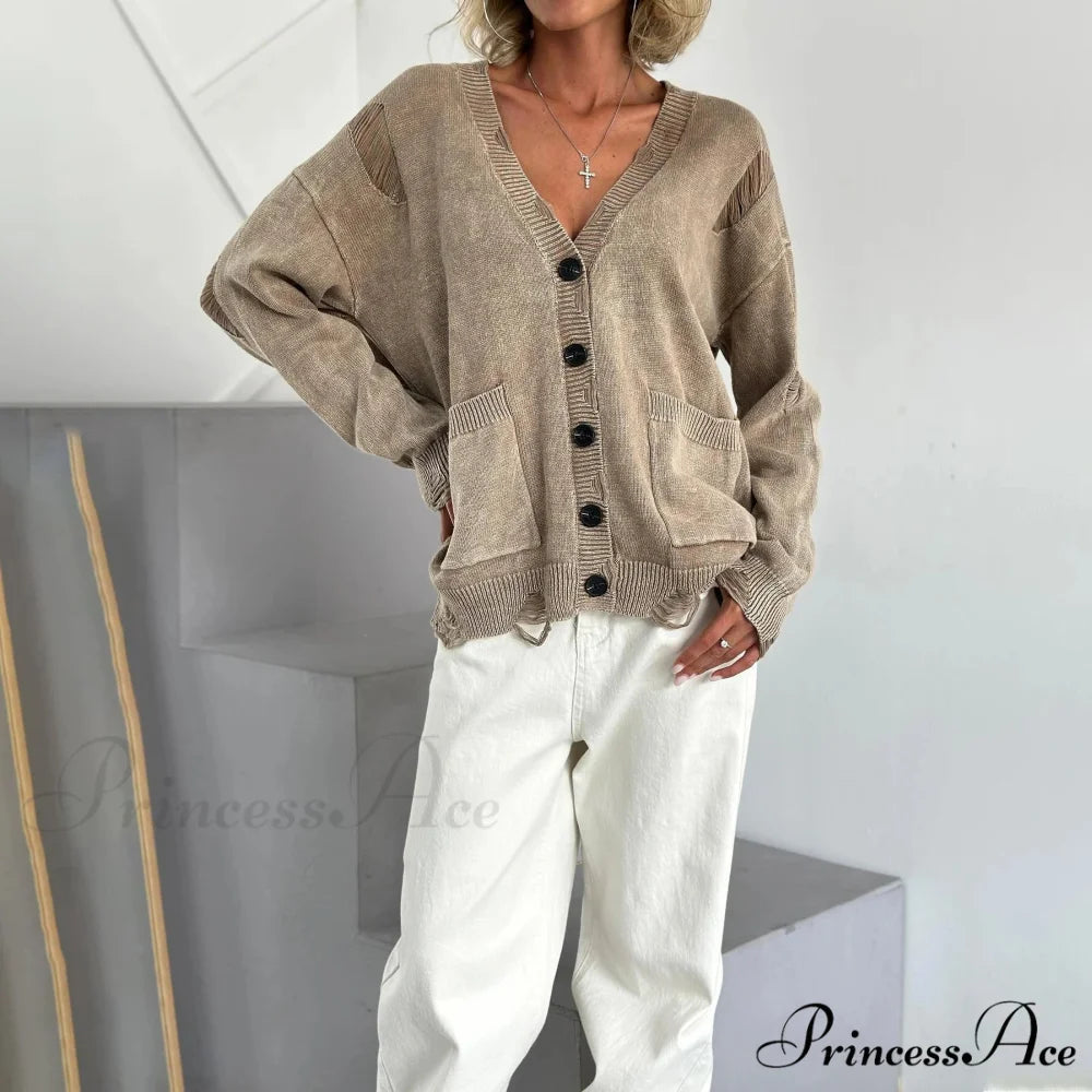 Vintage Large Soft Button Knitted Cardigan cardiagn-250126