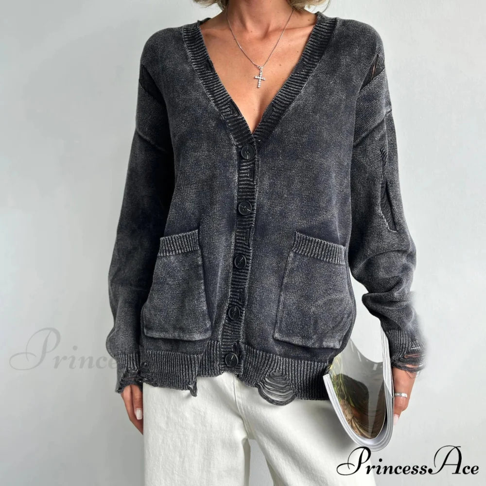 Vintage Large Soft Button Knitted Cardigan cardiagn-250126