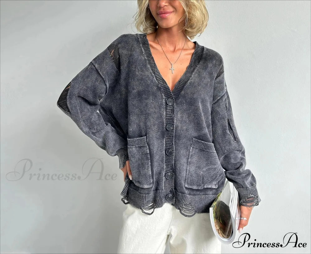 Vintage Large Soft Button Knitted Cardigan cardiagn-250126