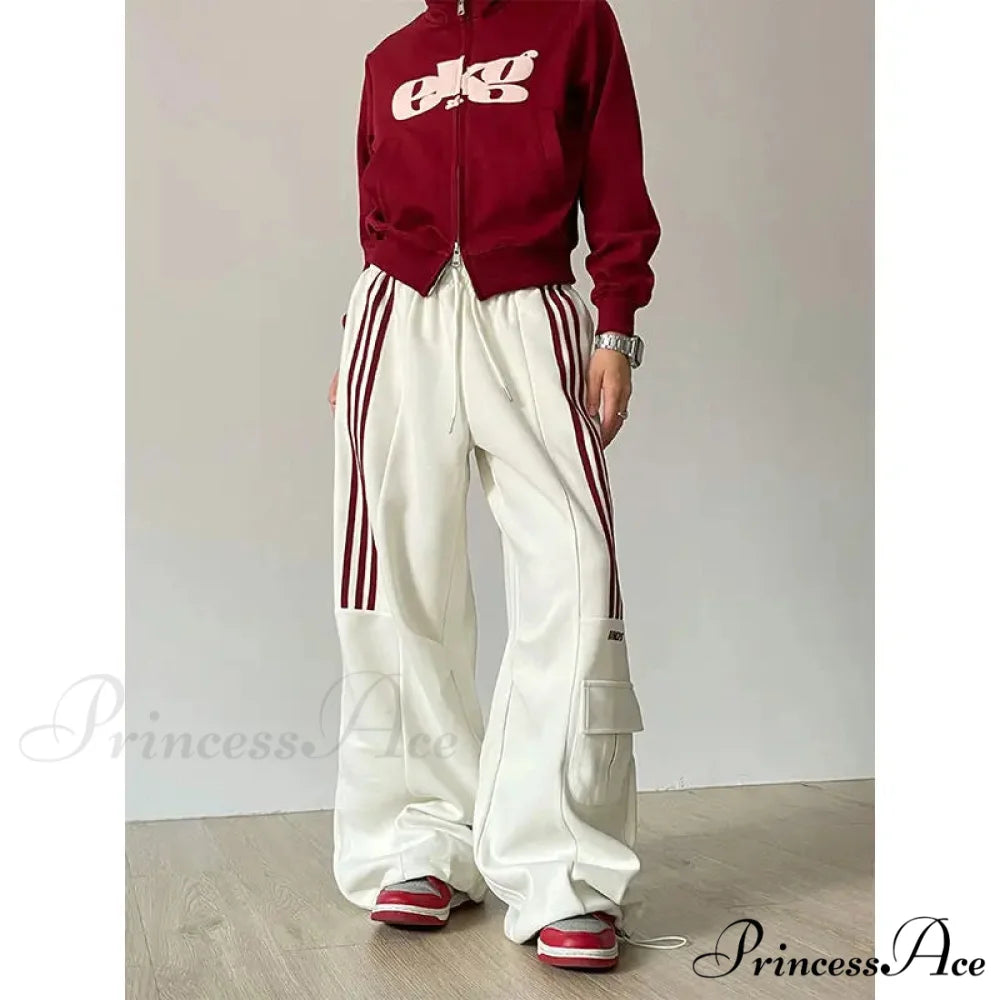 Vintage Lethargic Stripes Broad Leg Trousers pants-241228