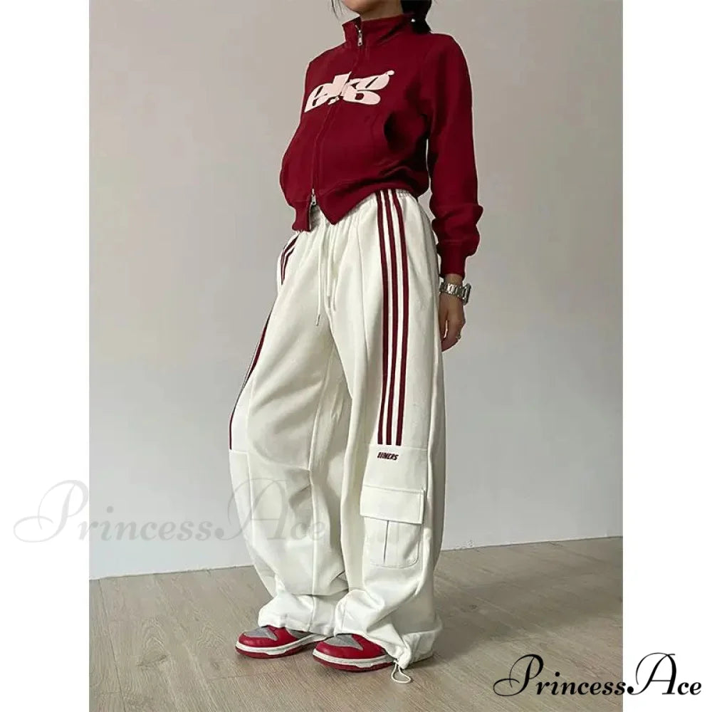 Vintage Lethargic Stripes Broad Leg Trousers pants-241228