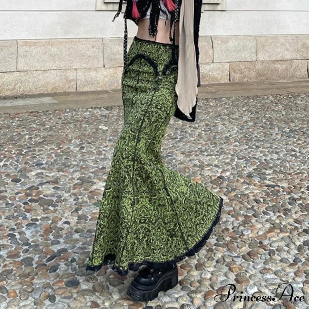 Vintage Long Floral Maxi Skirt