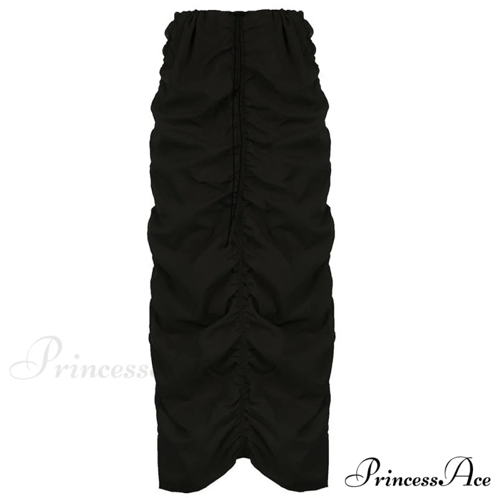 Vintage Long Floral Maxi Skirt Black / S