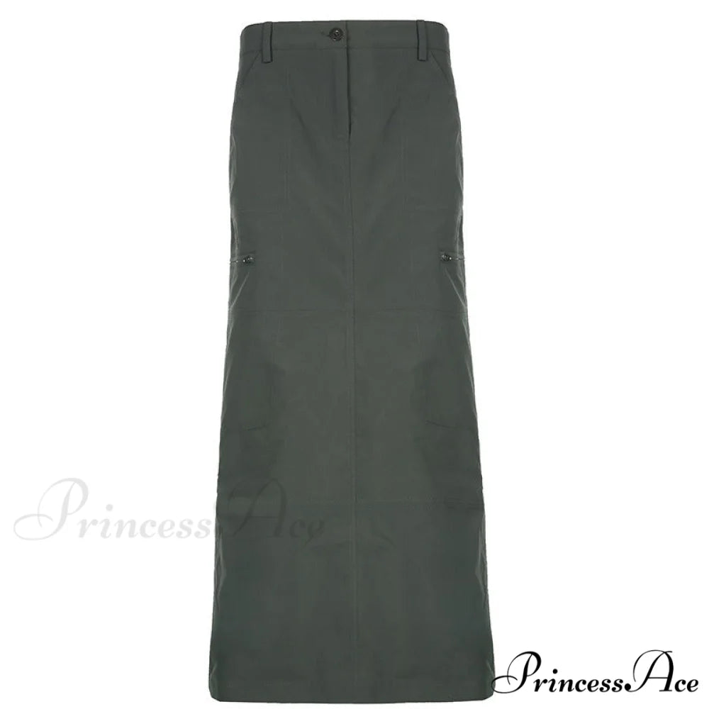 Vintage Long Floral Maxi Skirt Grey 3 / S