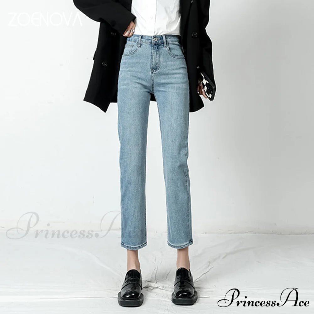 Vintage Mid Waist Elegant Skinny Jeans Light BLue / XS