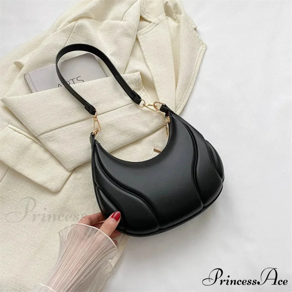 Vintage Monochromatic Saddle Leather Shoulder Bag Black shoulder-250126