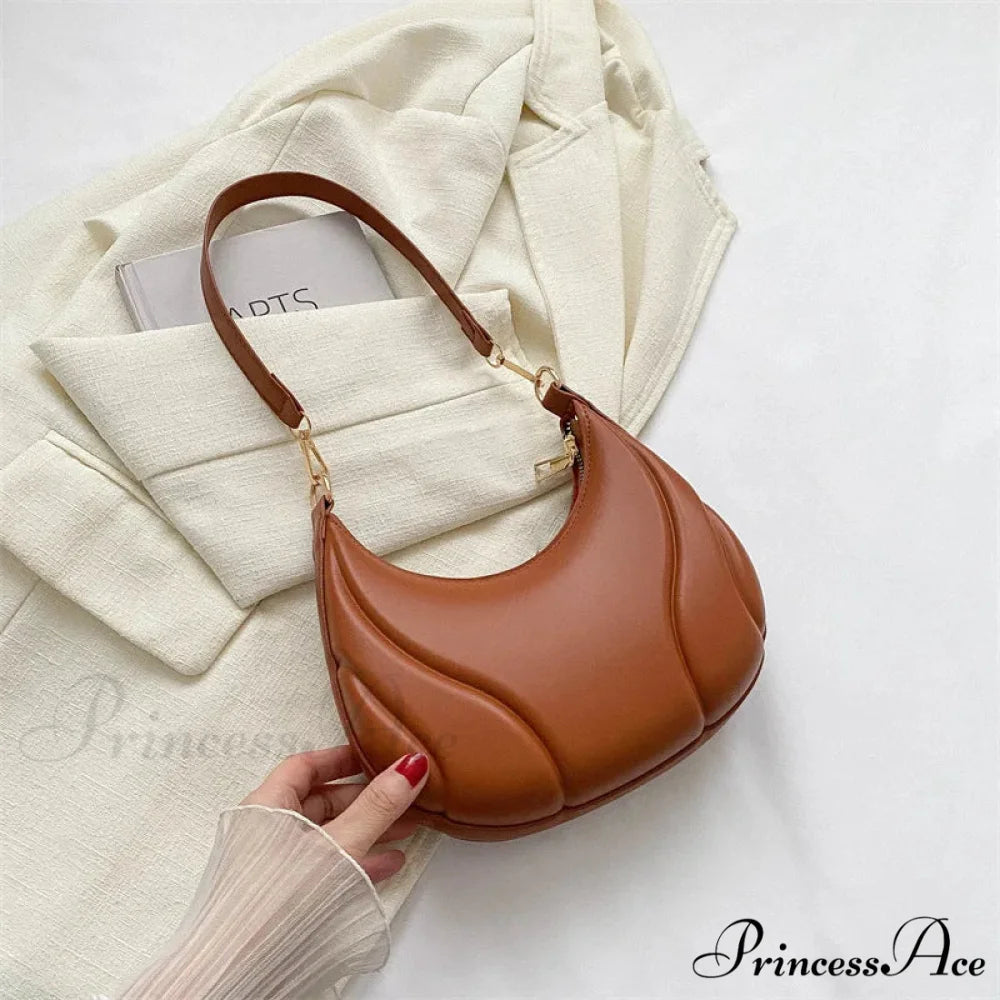 Vintage Monochromatic Saddle Leather Shoulder Bag Brown shoulder-250126