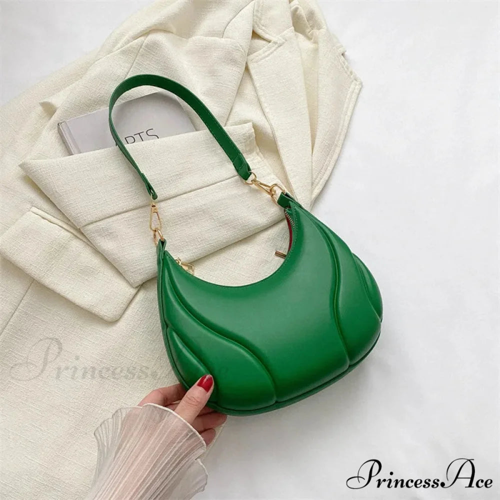 Vintage Monochromatic Saddle Leather Shoulder Bag Green shoulder-250126