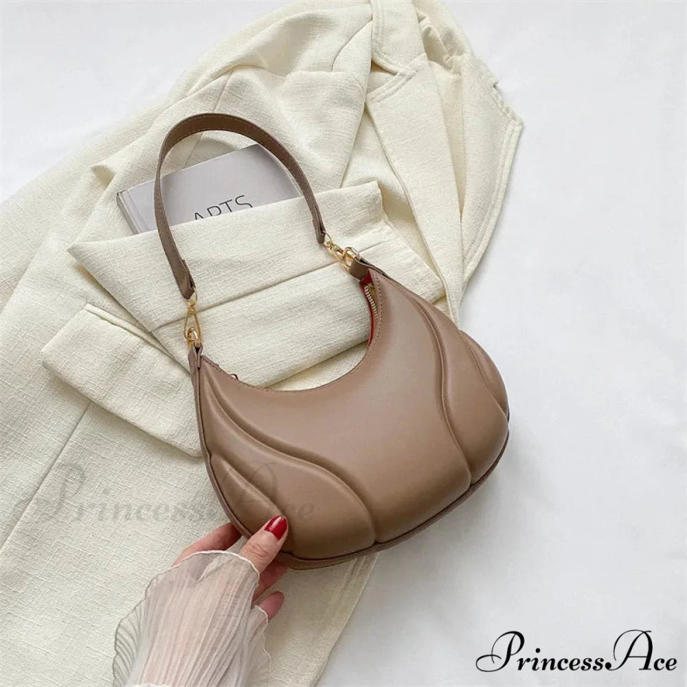 Vintage Monochromatic Saddle Leather Shoulder Bag khaki shoulder-250126