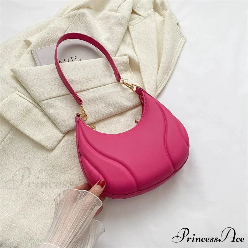 Vintage Monochromatic Saddle Leather Shoulder Bag Rose Red shoulder-250126
