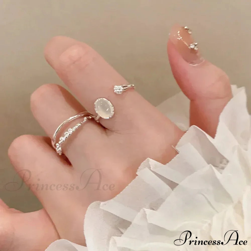 Vintage Moonlight Circle Sliver Adjustable Couple Ring