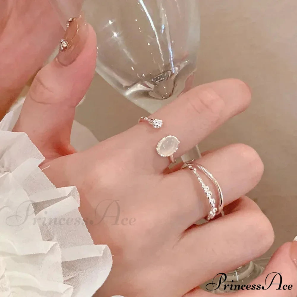 Vintage Moonlight Circle Sliver Adjustable Couple Ring