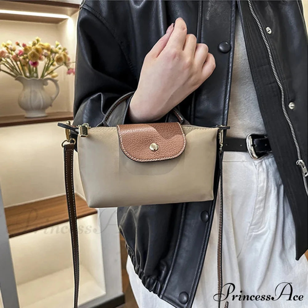 Vintage Nylon Dumpling Shoulder Messenger Handbag Khaki / Mini(Max Length<20cm) handbag-250126