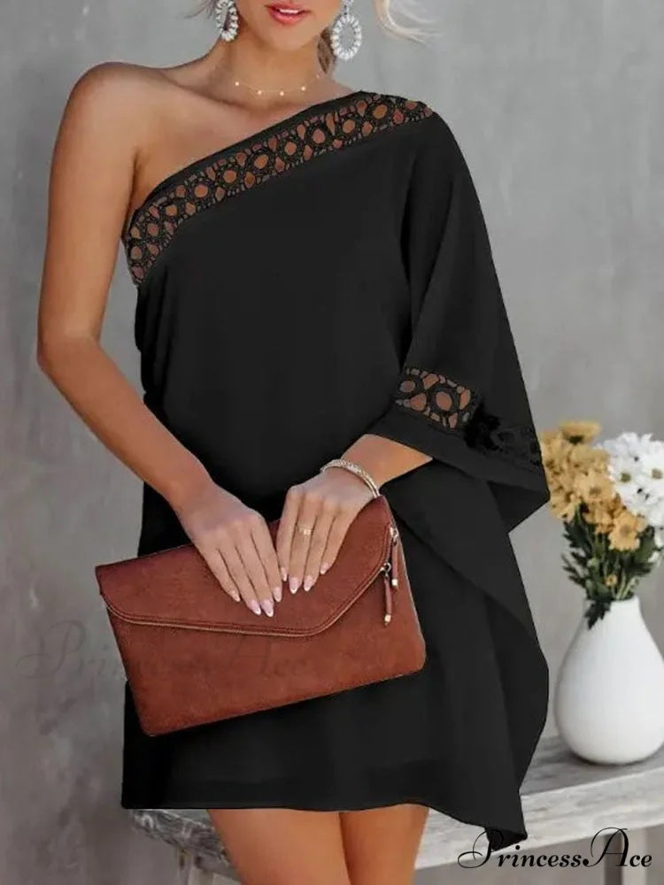 Vintage One-Shoulder Dresses Long Arm Women Design Loose Halter Gown Irregular Gown Spring Party Ruffle Vestido 02
