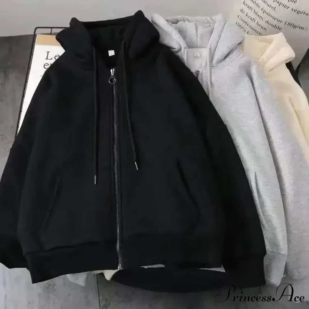 Vintage Patched Letter Zip Hoodie black 5 / M hoodies-241228