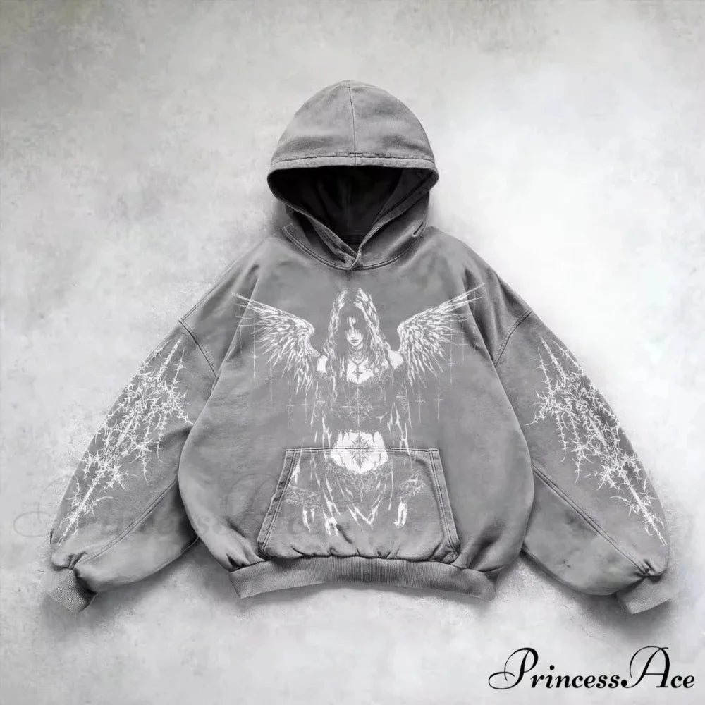 Vintage Patched Letter Zip Hoodie white 1 / M hoodies-241228