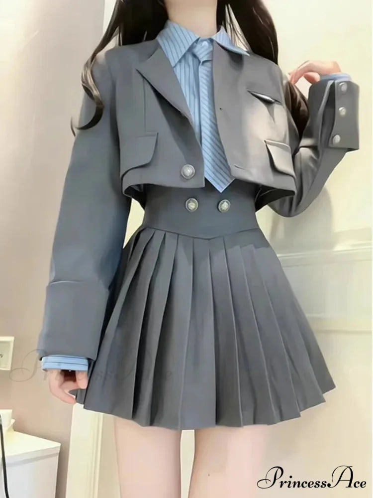 Vintage Patchwork Kawaii Korean Fashion Short Suit