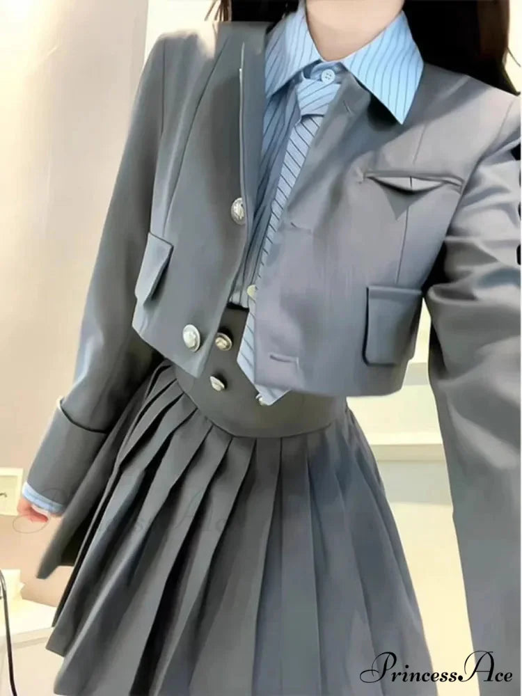 Vintage Patchwork Kawaii Korean Fashion Short Suit