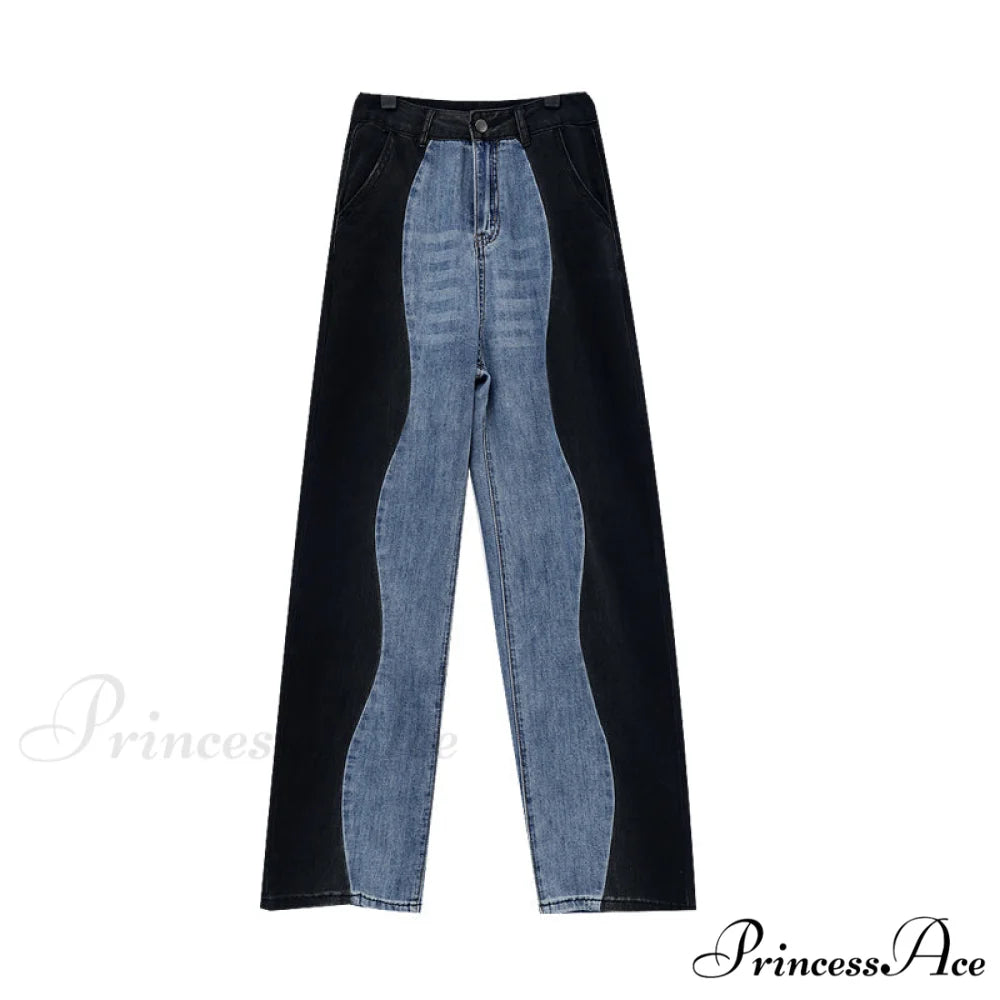 Vintage Patchwork Straight Wide Leg Jeans