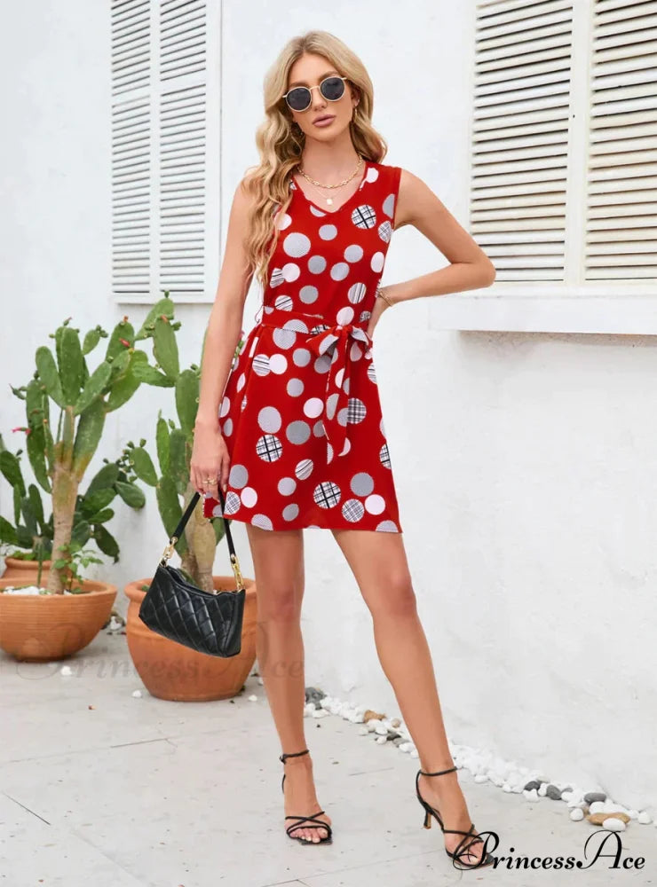 Vintage Polka-Dot Party Dress S / pink