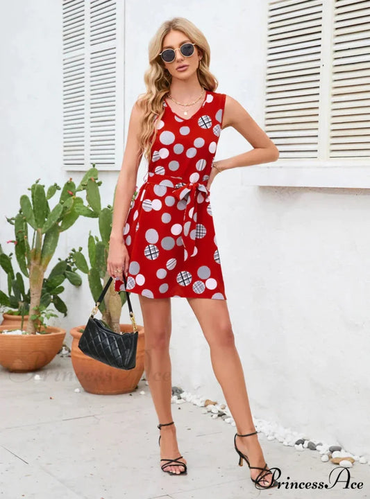 Vintage Polka-Dot Party Dress S / pink