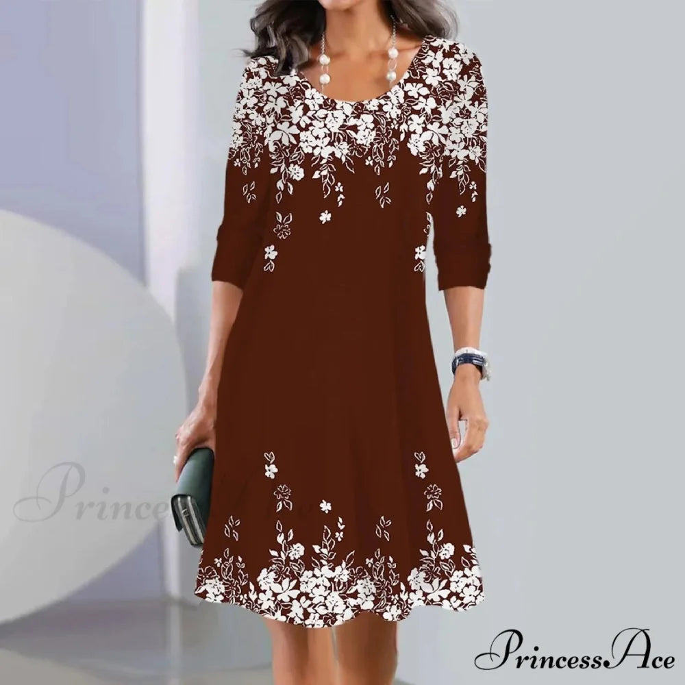 Vintage Polka Dot Print Long Maxi Round Neck Short Sleeve Pockets Loose Casual Summer 2024 Dress Red / M