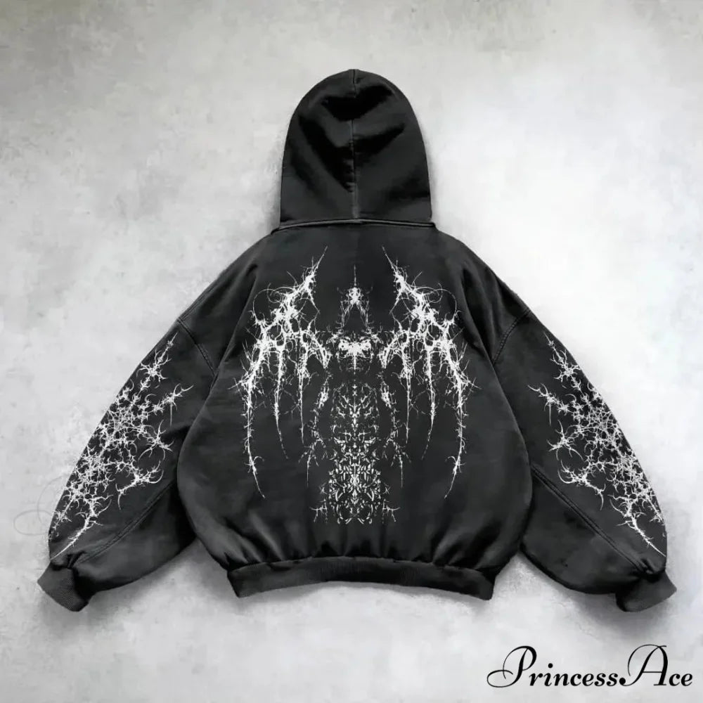 Vintage Rebel Printed Hoodie black 2 / M hoodies-241228
