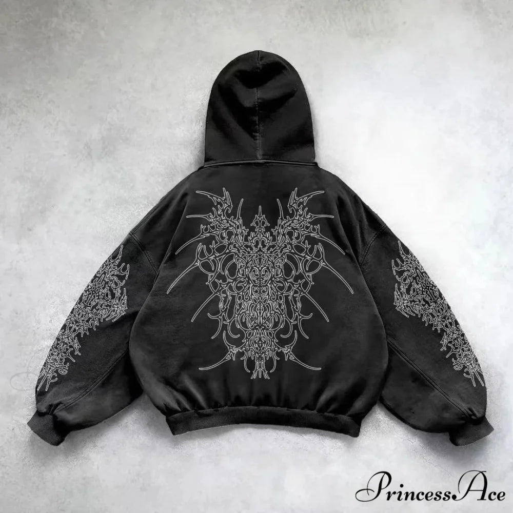 Vintage Rebel Printed Hoodie hoodies-241228