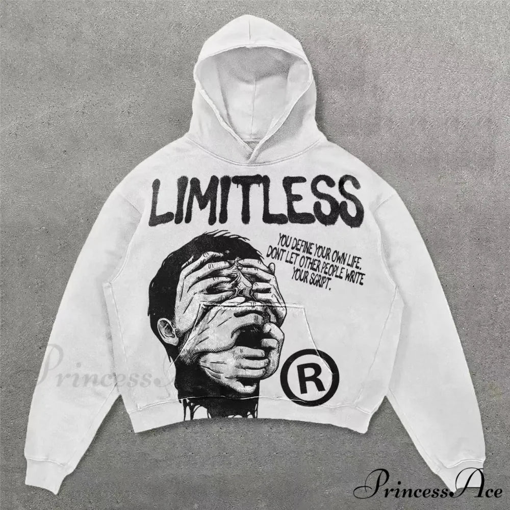 Vintage Rebel Printed Hoodie white / M hoodies-241228