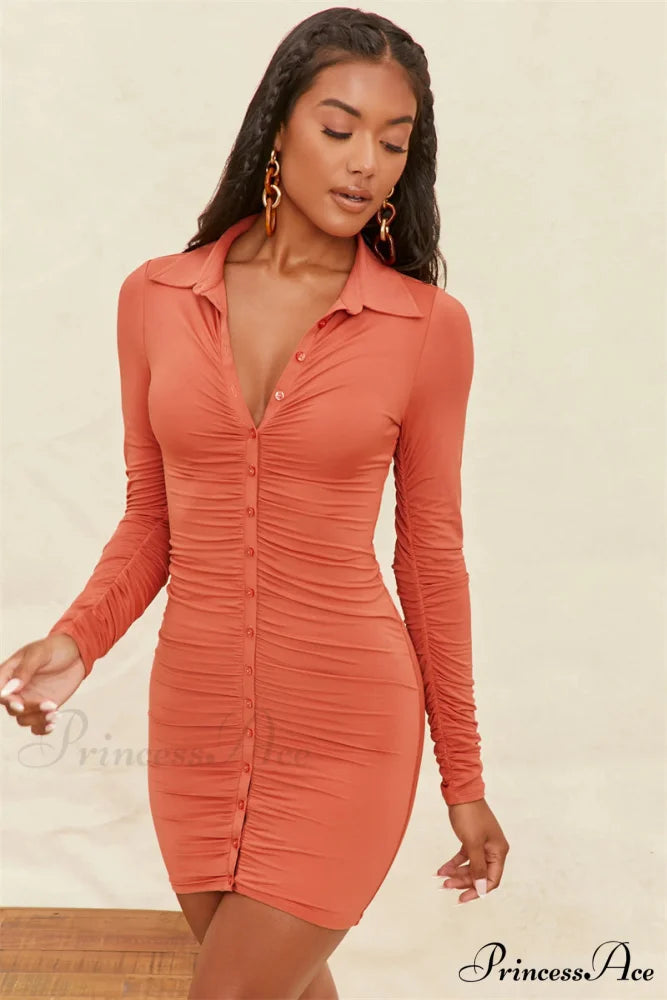 Vintage Single-breasted Mini Dress for Summer M / KHAKI