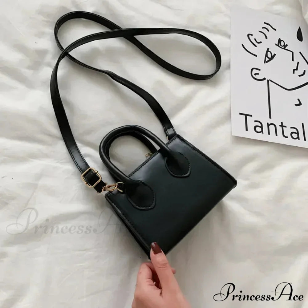 Vintage Small Crossbody Square Purse Women’s Shoulder Bag Black handbag-250126