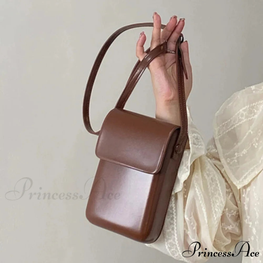 Vintage Small Crossbody Square Purse Women’s Shoulder Bag Brown 2 handbag-250126