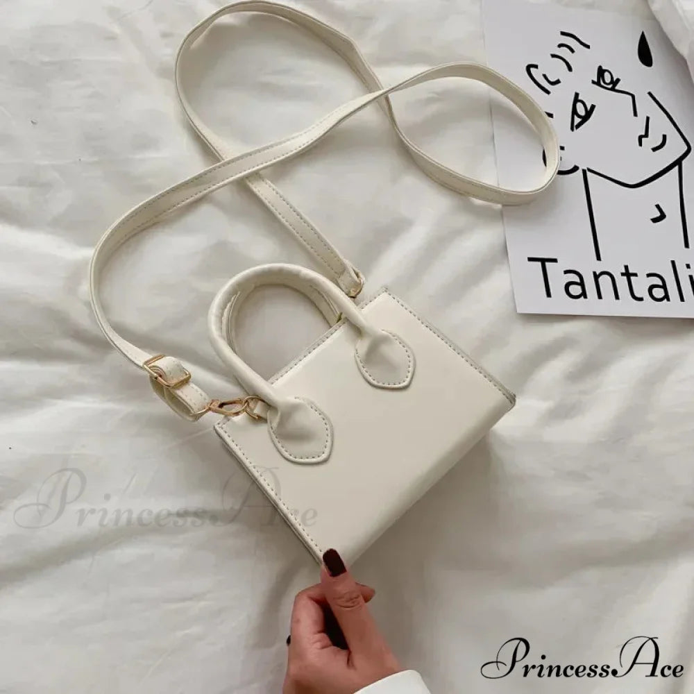 Vintage Small Crossbody Square Purse Women’s Shoulder Bag WHITE handbag-250126