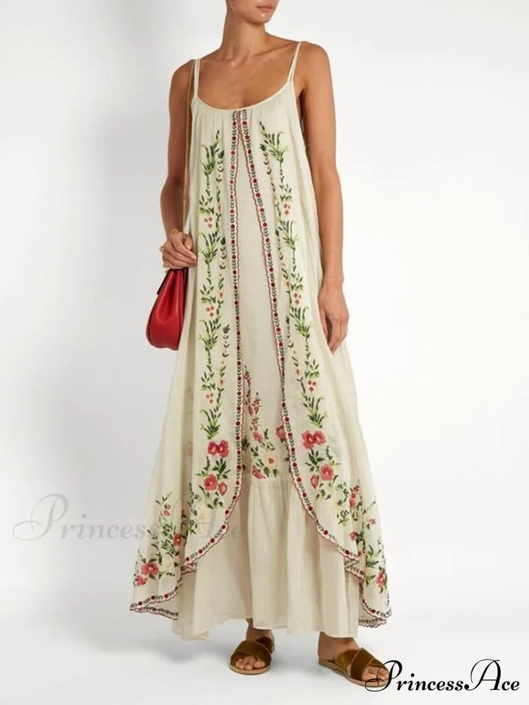 Vintage Spaghetti Strap Sleeveless Elegant Long Maxi Dress