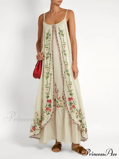 Vintage Spaghetti Strap Sleeveless Elegant Long Maxi Dress