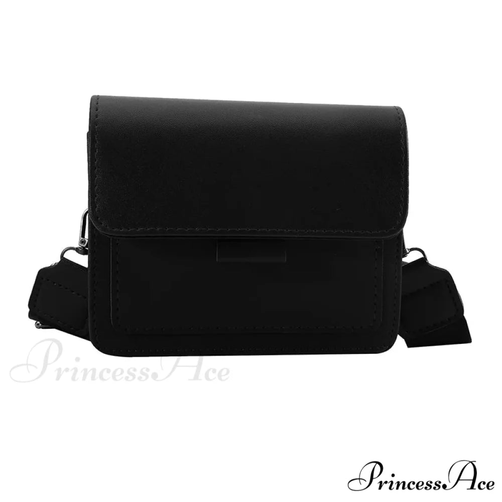 Vintage Square Broad Strap Crossbody Black crossbody-250126