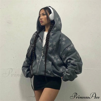 Vintage Star Graphic Hoodies Grey / S Sweatshirts & Hoodies-L