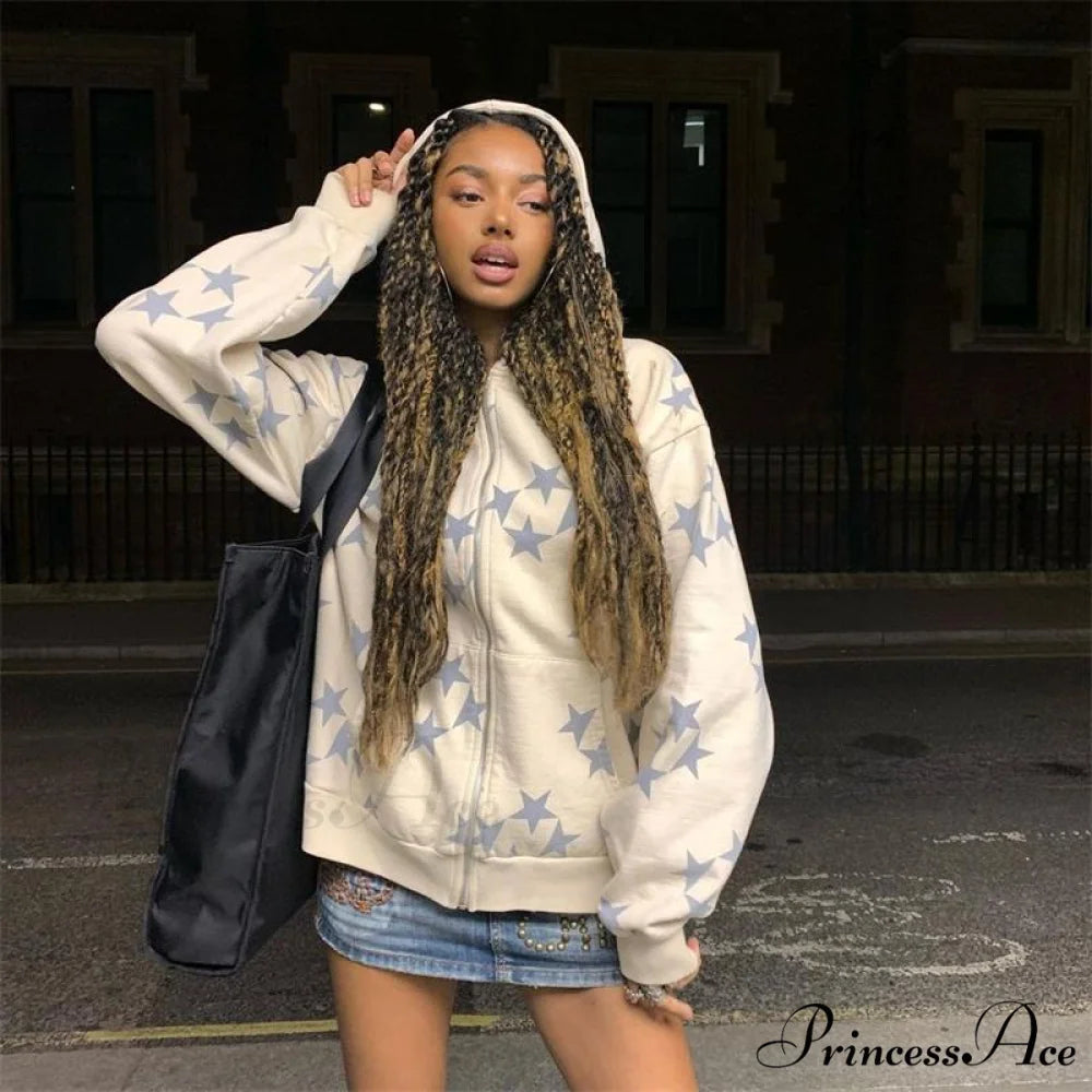 Vintage Star Graphic Hoodies White / S