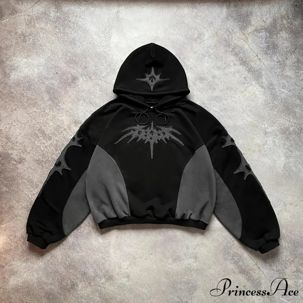 Vintage Stitching Design Large Hoodie black 1 / M hoodies-241228