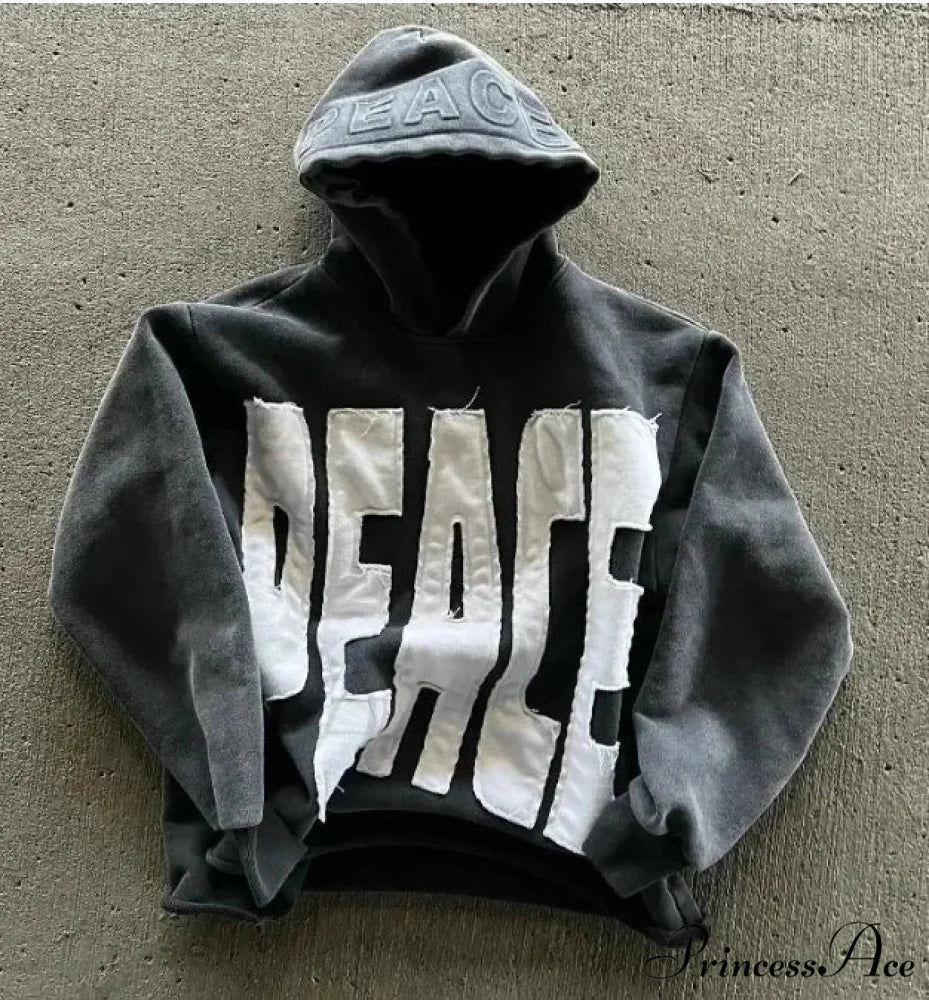 Vintage Stitching Design Large Hoodie black 5 / M hoodies-241228