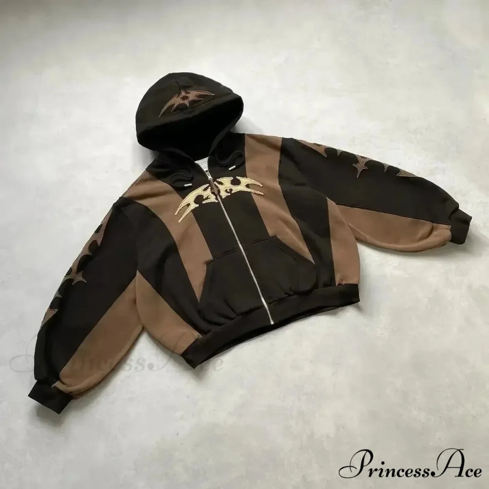 Vintage Stitching Design Large Hoodie brown / M hoodies-241228