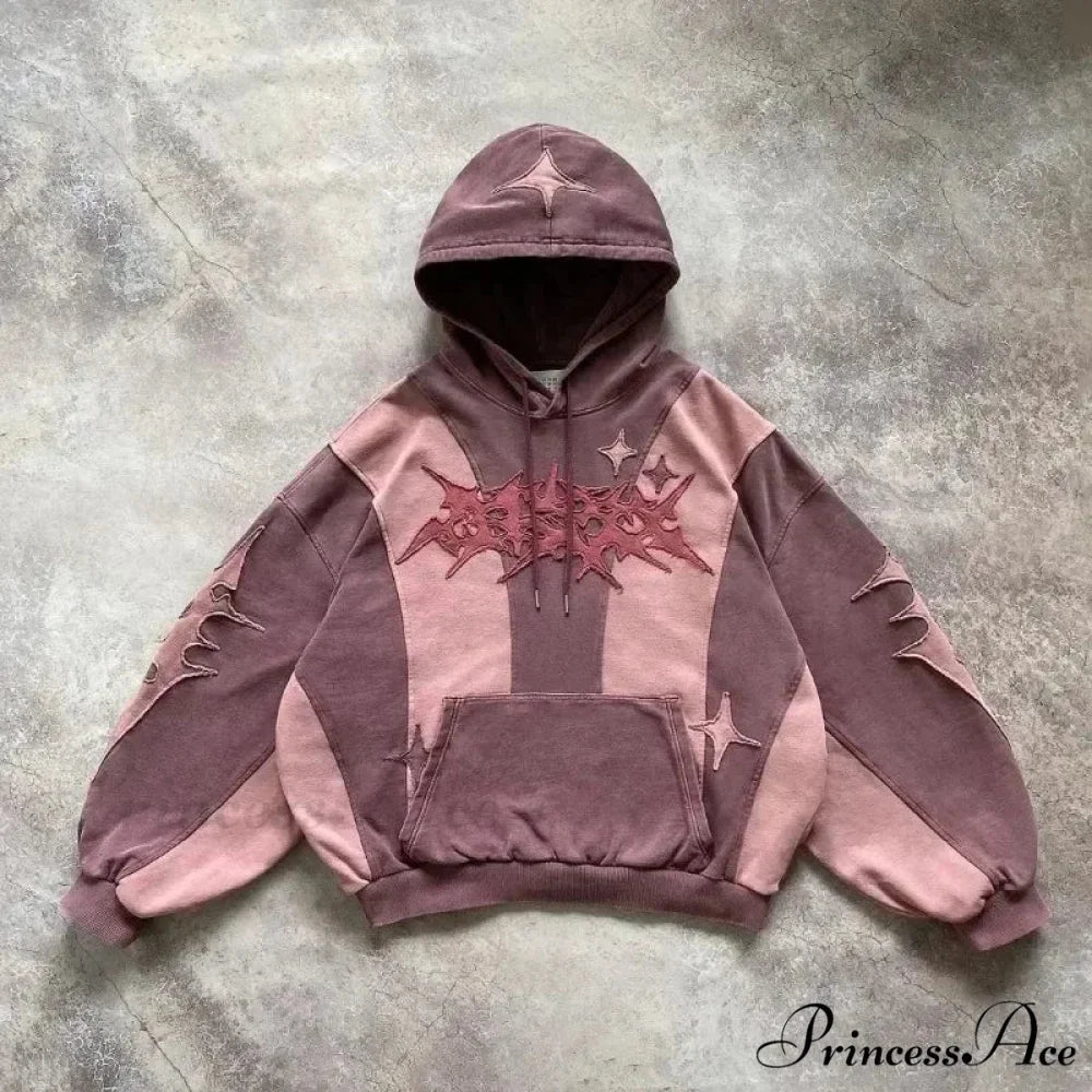 Vintage Stitching Design Large Hoodie pink 2 / M hoodies-241228