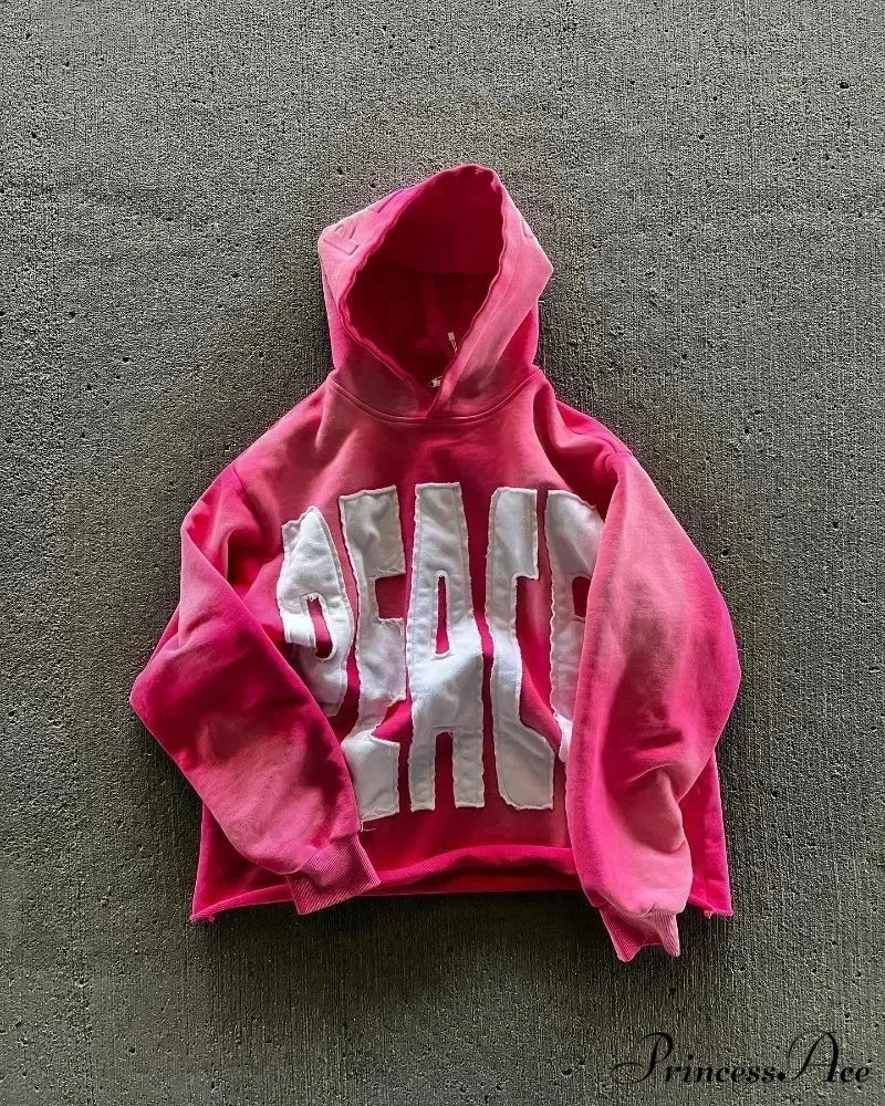 Vintage Stitching Design Large Hoodie pink / M hoodies-241228