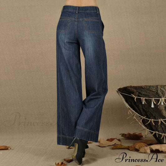 Vintage Straight Leg Seam Front Wide Leg Jeans Blue / 28