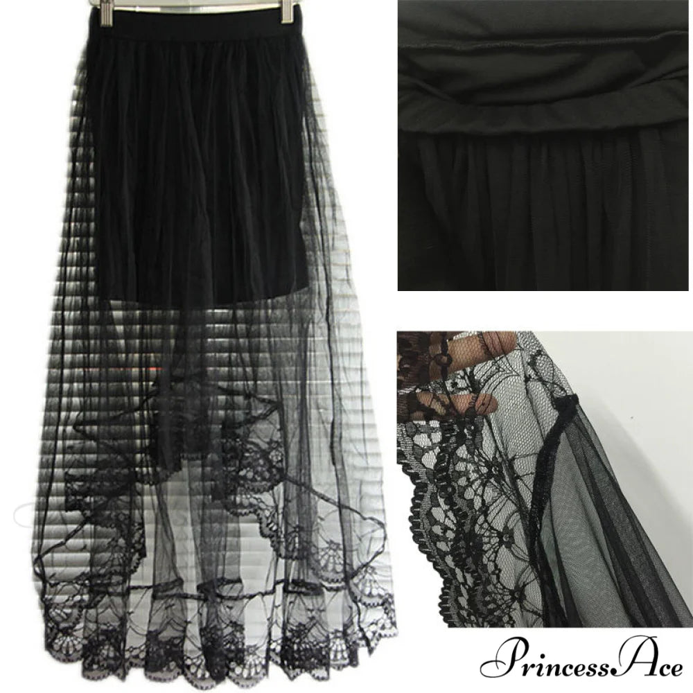 Vintage Stretch High Waist Lace Skirt