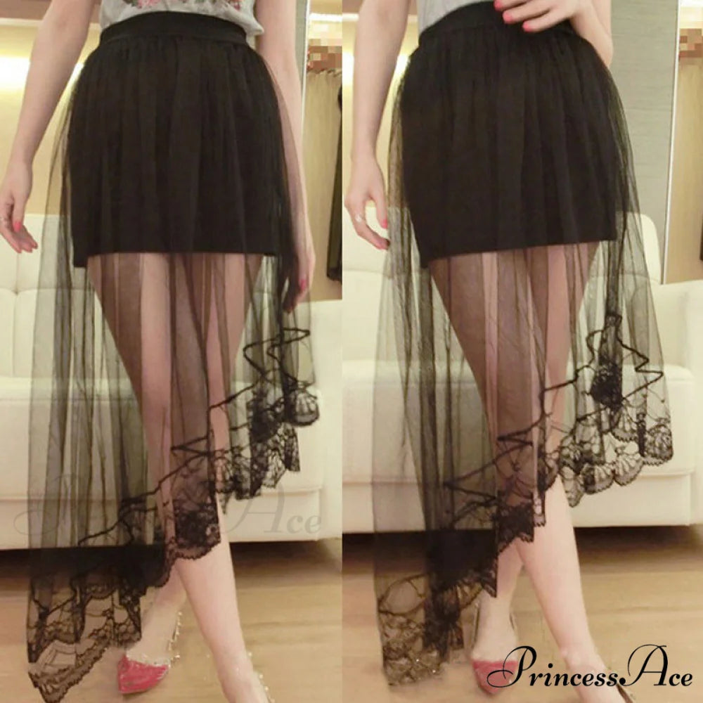 Vintage Stretch High Waist Lace Skirt