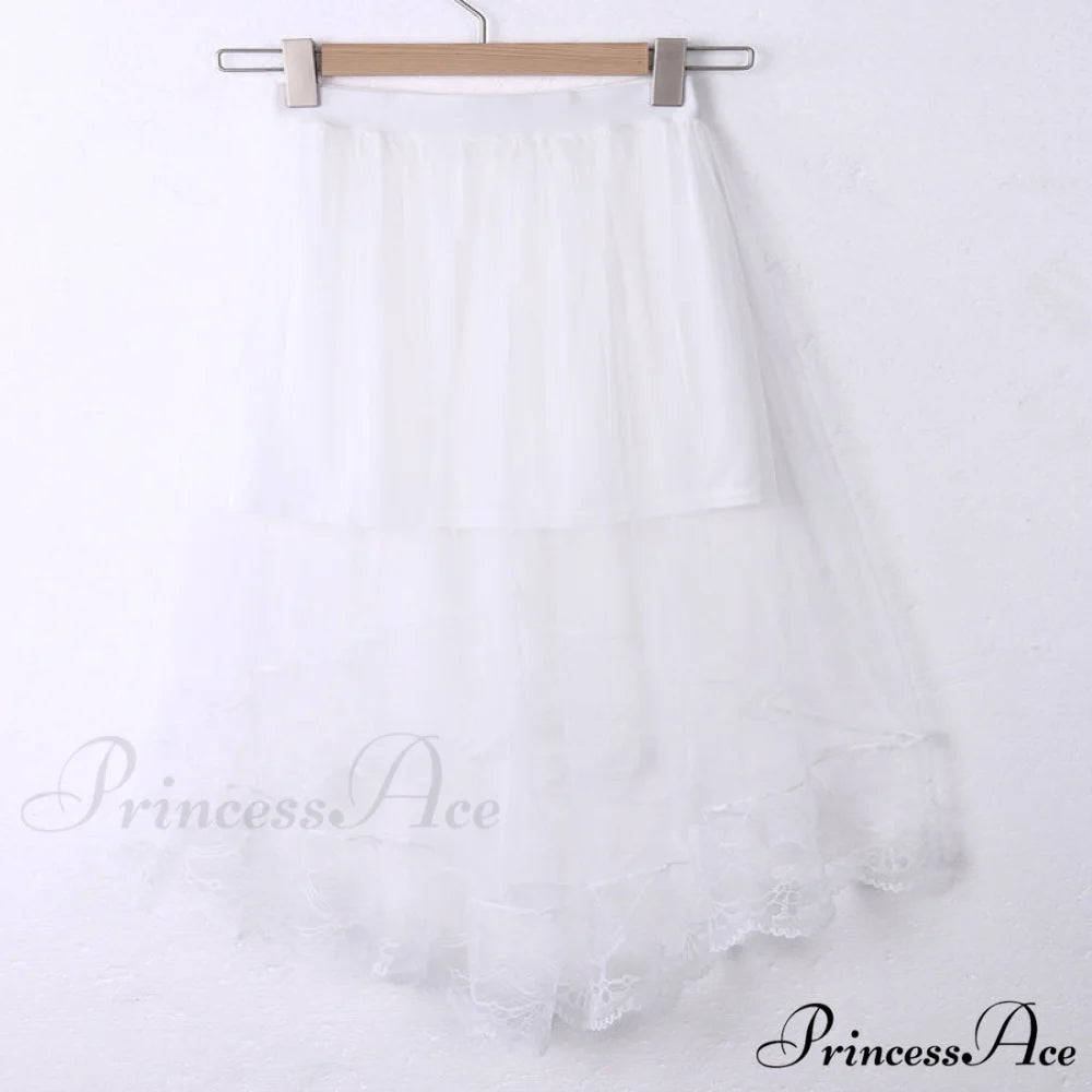 Vintage Stretch High Waist Lace Skirt white / One Size
