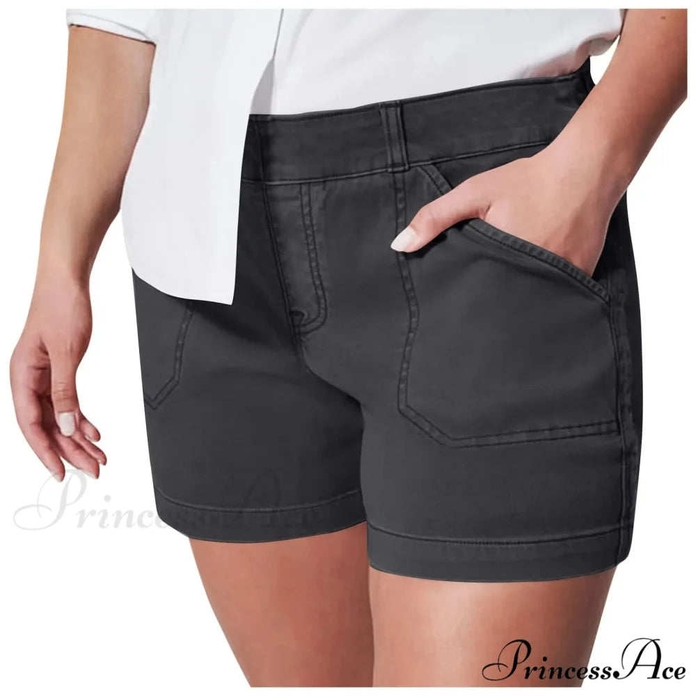 Vintage Stretchy Fit Summer Casual Athletic Short Black / S