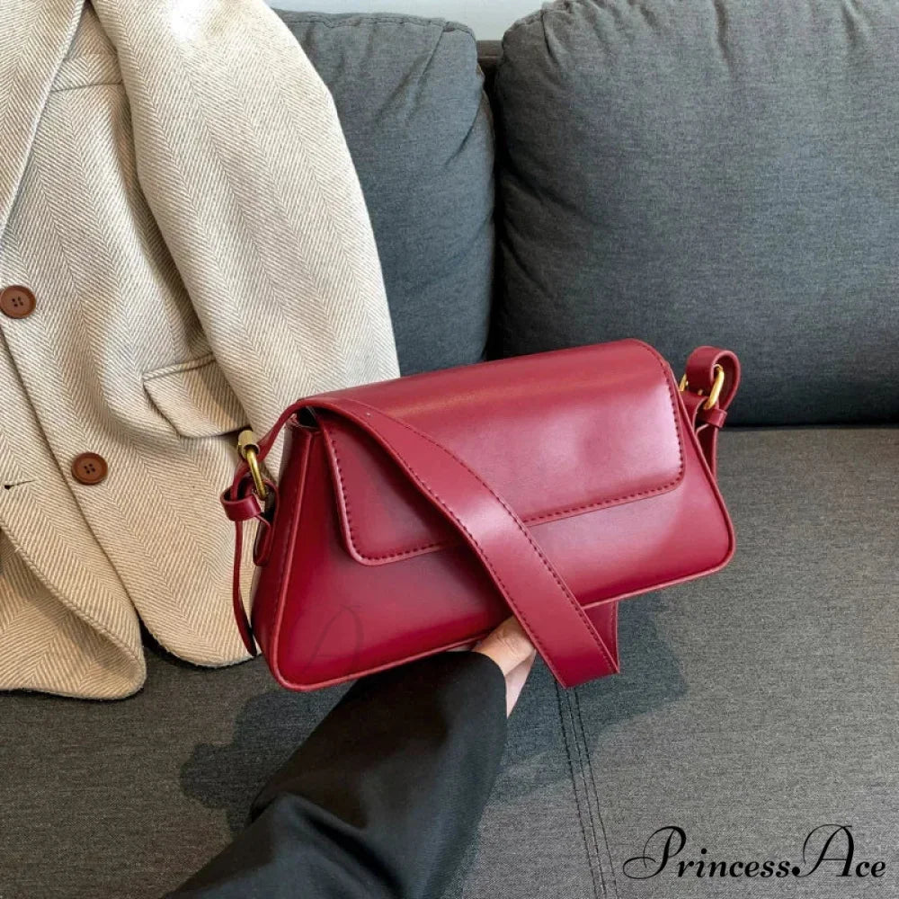 Vintage Strong Faux Leather Winter Shoulder Bag Red shoulder-250126